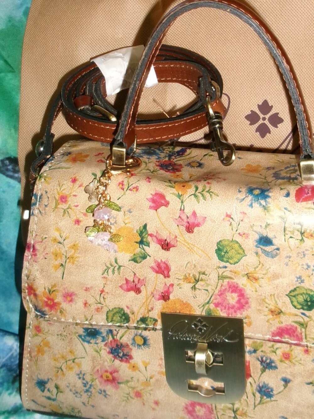 NWT Patricia Nash Prairie Rose Leather Top Handle Satchel with Crossbody Strap